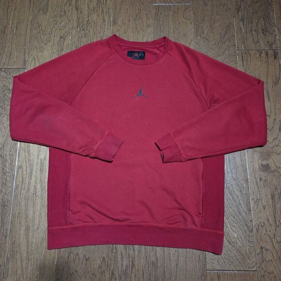Nike Air Jordan Sweatshirt Mens Large Red Jumpman Crewneck Pullover Dri Fit - Picture 1 of 10